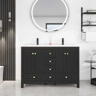 Wimer 48" Double Bathroom Vanity Base Only, Sink Top not Included, Assembly Required
