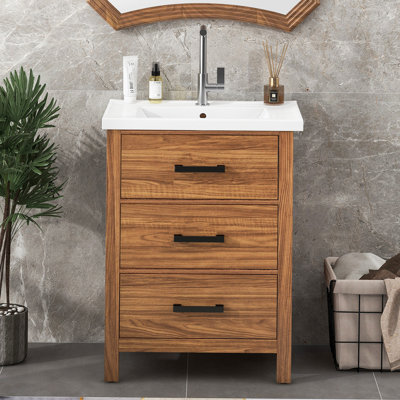 Charlen 24.4'' Single Bathroom Vanity with Ceramic Top