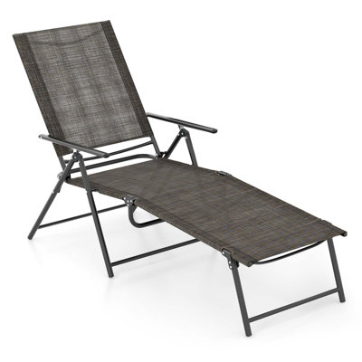 Patio Folding Chaise Lounge Chairs With 6-level Backrest Reclining Chairs