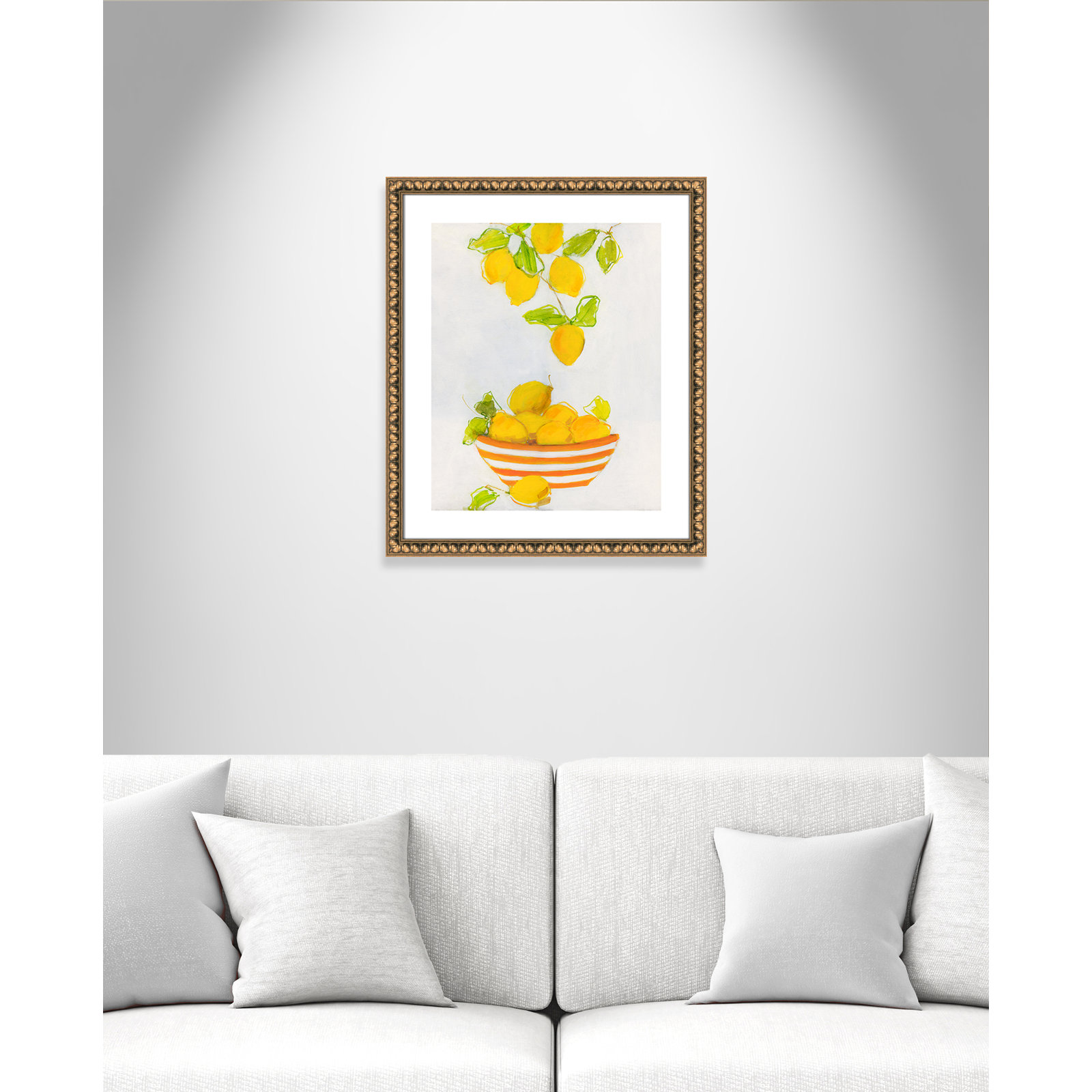 Darcy "Lemonlicious" Painting by Sally Swatland, 25.5" H x 21.5" W x 1.13" D, Gold Bead Framed Paper