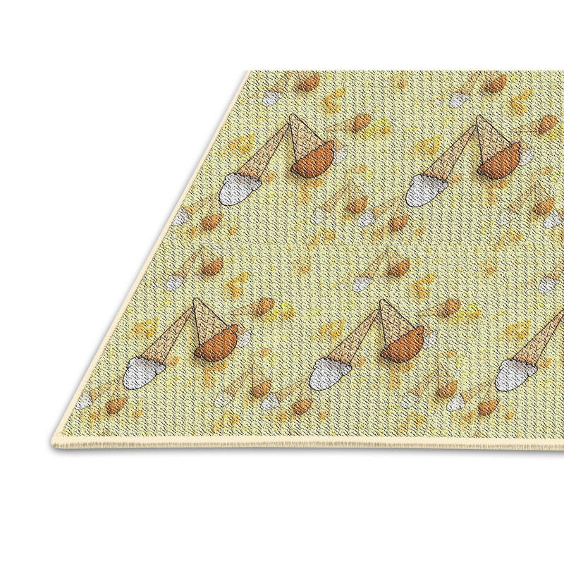 Tissé à la machine à la machine à partir de laine et de polyester jaune Tapis décoratif, Rectangle 3 pi x 5 pi