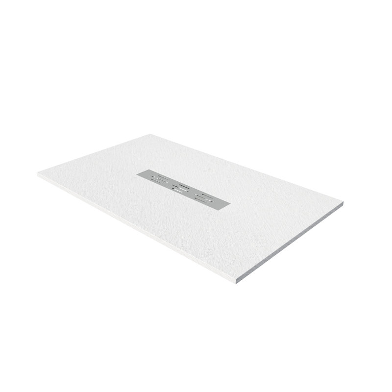 Base de douche 60 po L 60 po x l 36 po avec drain central en acier inoxydable et antidérapant