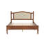 Lit plateforme en bois avec tête de lit en rotin naturel, finition noyer-133228898