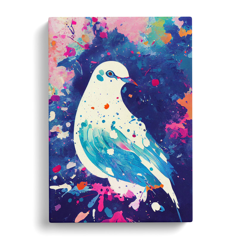 Raemoore Dove Bird Splatter Vol.3 - Wrapped Canvas Print, 76cm H x 50cm W x 3cm D