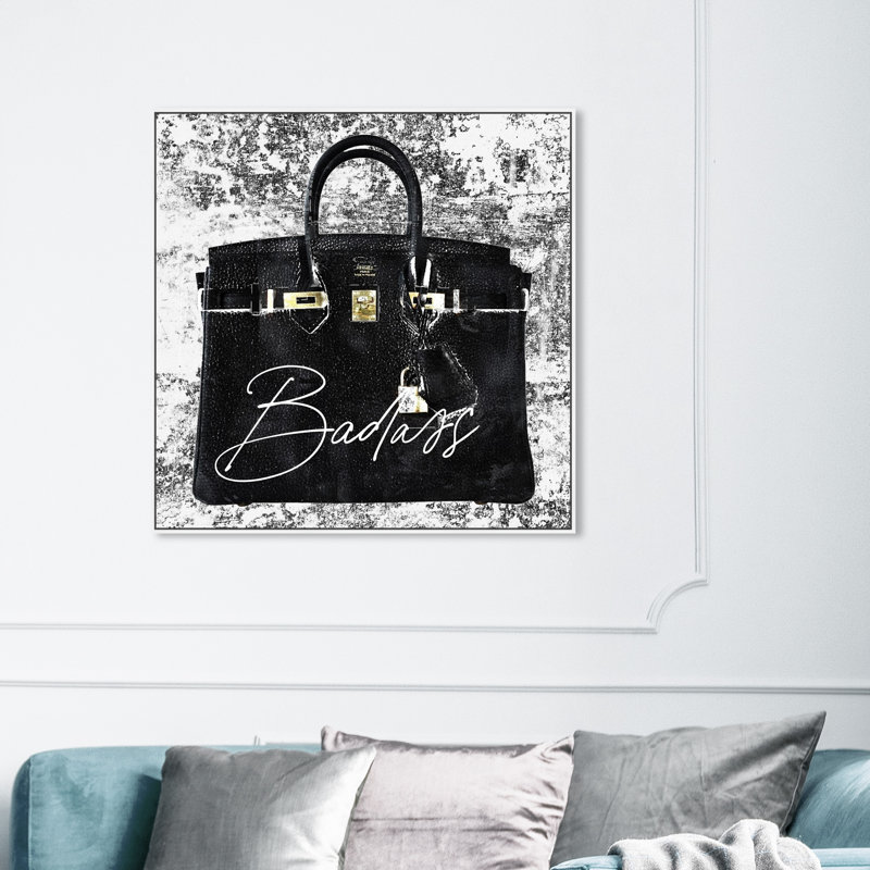 " Super Birkin Women Handbags ", 16" H x 16" W, White Framed