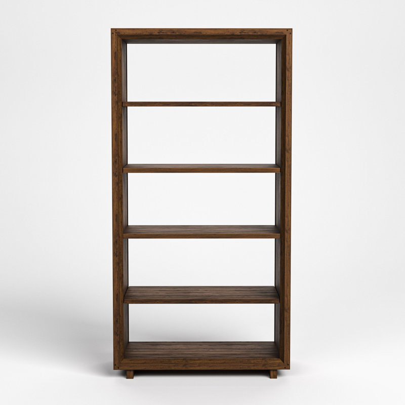 Stickley Saranac Etagere, Tall Bookcase, Solid Rustic Walnut, Sustainable Construction, Open Back, 3 Adjustable Shelves, Fixed Center Shelf, Sled Base, 35in W x 16in D x 69in H, Made in USA