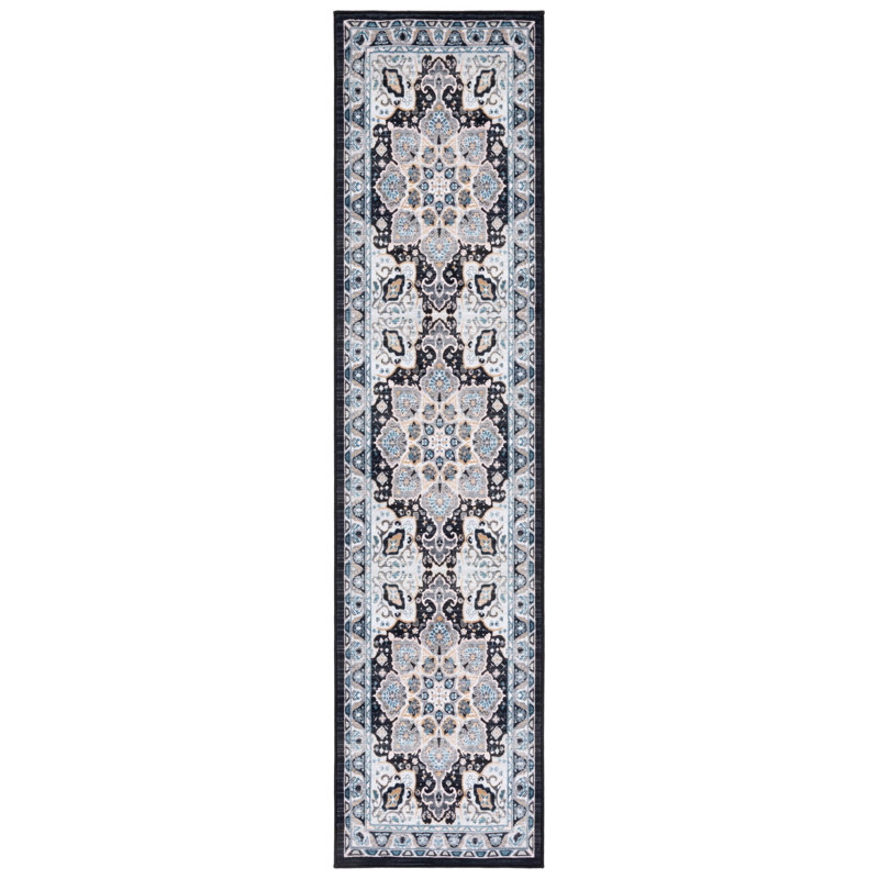 Manado Oriental Gray/Light Blue Area Rug, Runner 2'2" x 9'