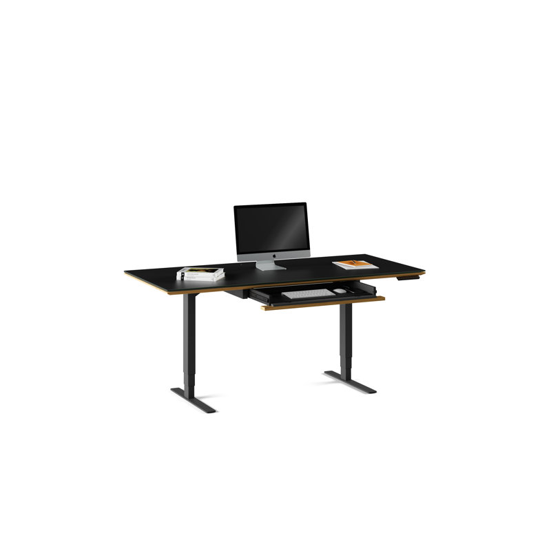Sequel 20 Glass Writing Desk, Natural Walnut, 24" H x 66" W x 30" D