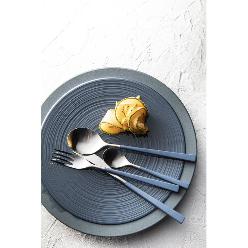 Fuse Color 24 - Piece Stainless Steel Flatware Set - Service for 6, Blue