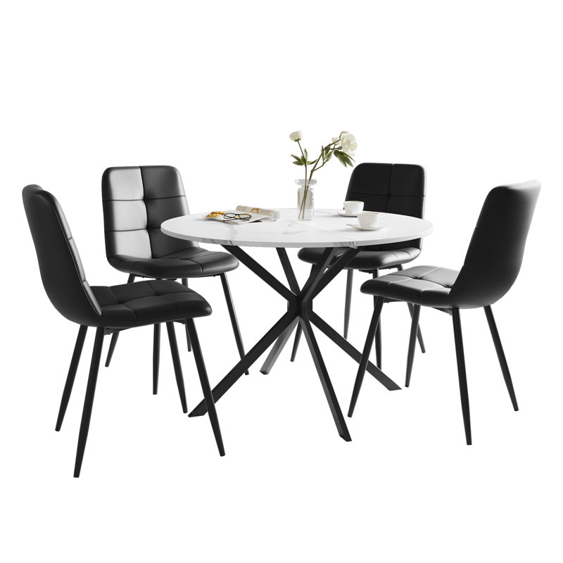 4 - Person Dining Set, Black, White
