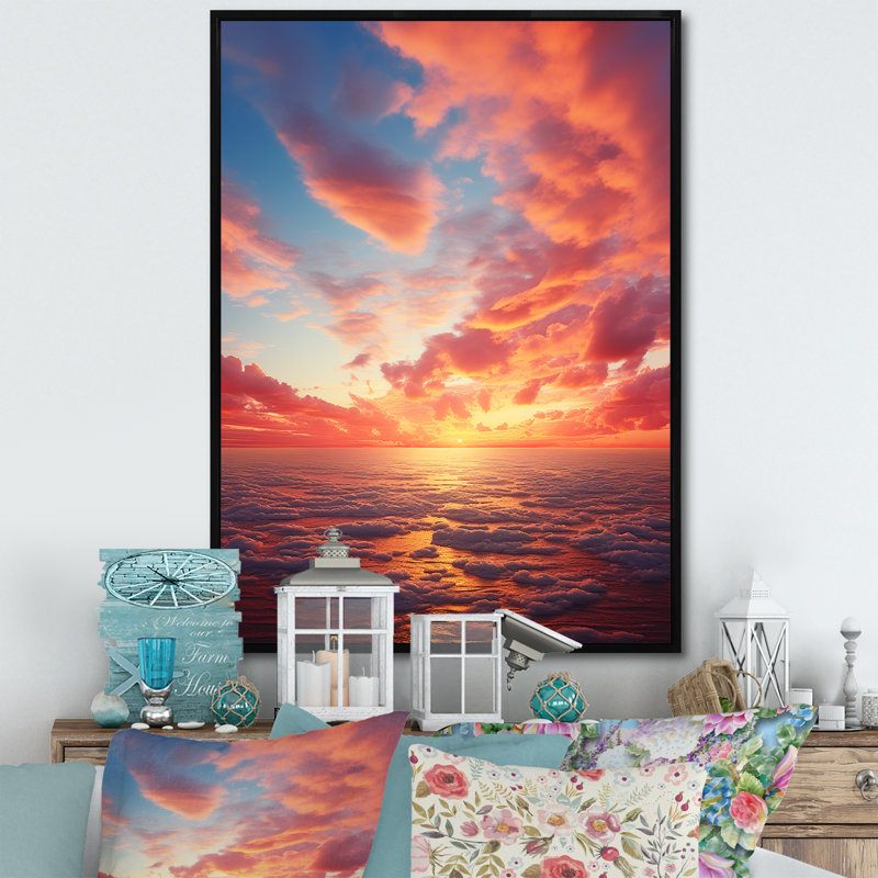 «Tillery Ocean Sunrise» sur toile, H 20 po x l 12 po x P 1 po, Cadre flottant noir