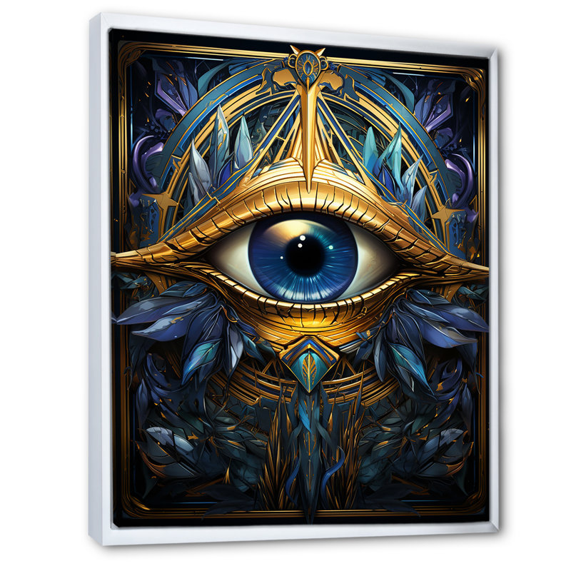 «Johnathen Symbols Eye of Horus», reproduction sur toile, H 44 po x l 34 po x P 1,5 po, Cadre flottant blanc