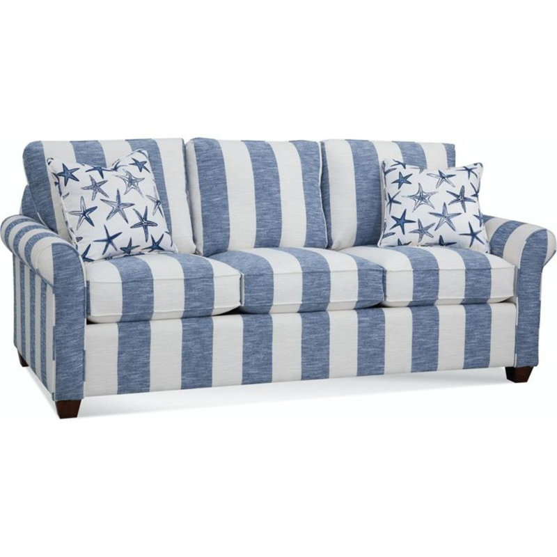Park Lane Upholstered 81'' Sofa, Mineral, Navy Stripe; 0220-61