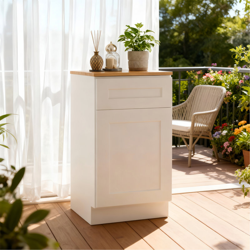 Armoire de base 12 po Shaker avec porte à fermeture en douceur, tiroir, unité en bois massif compacte avec tablette réglable pour la cuisine, la salle de bain, la buanderie et le garage (l 12 po x P 24 po x H 34,5 po)