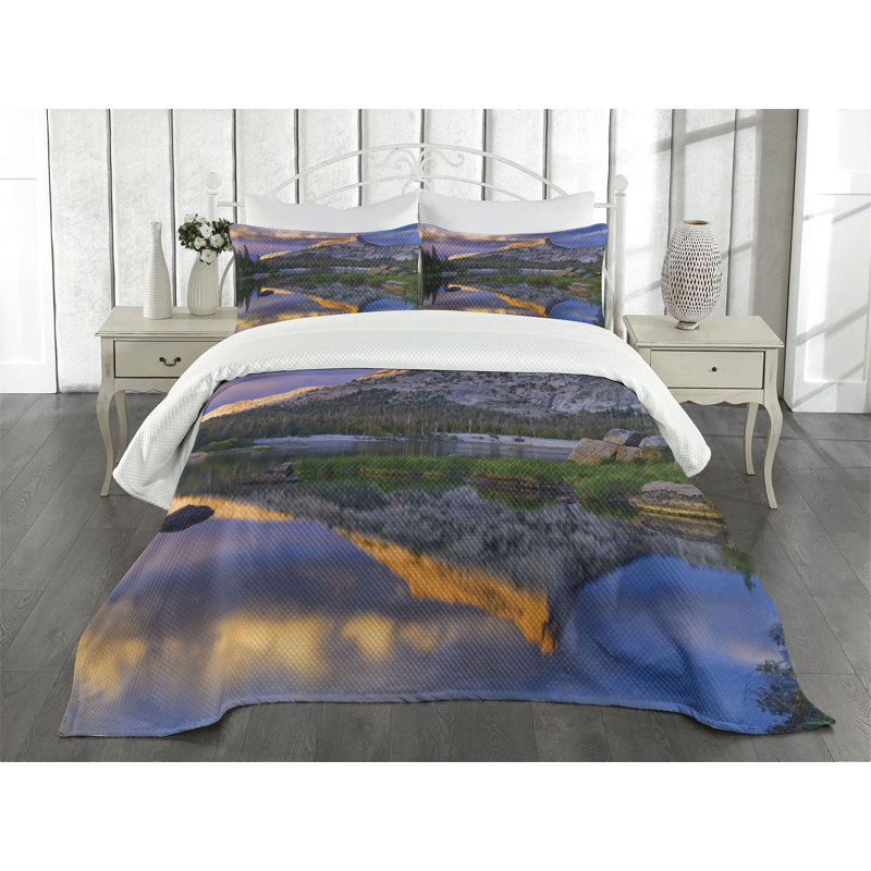Ambensonne Yosemite Bedspread Multicolor, King Coverlet/Bedspread + 2 Pillow Shams