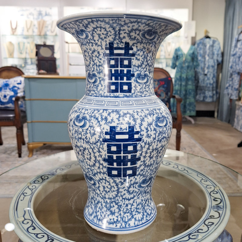 Blue and White Porcelain Mantel Flower Vase