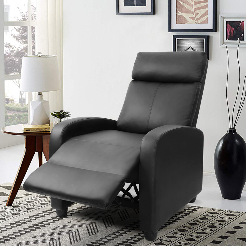 Sykora Faux Leather Recliner, Black 