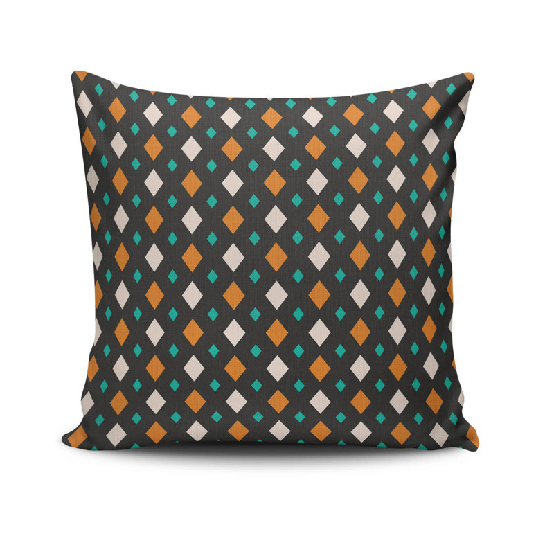 Housse et insert de coussin décoratif intérieur / extérieur en coton / polyester Donavan, Blanc / bleu / orange