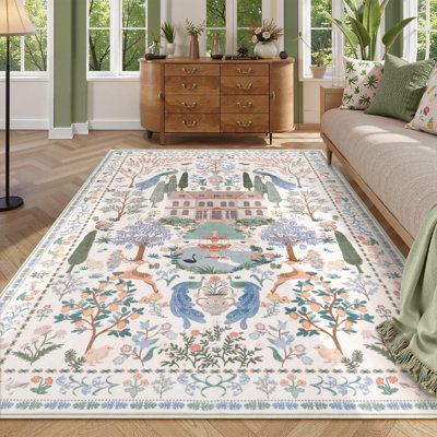 Tapis beige vintage lavable à la machine Goldene