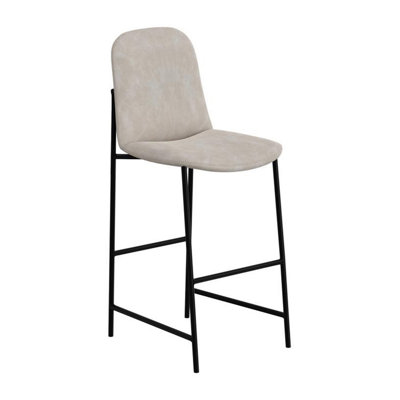 Chaise à hauteur de comptoir Phoebe, similicuir brun, métal noir