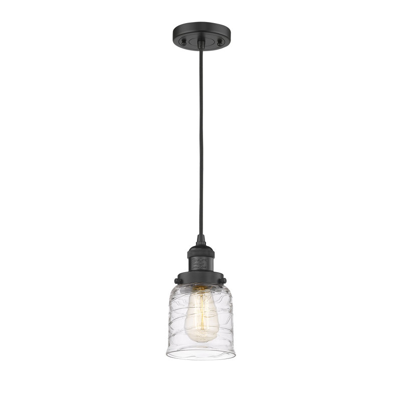 Luminaire suspendu en forme de cloche à 1 lumière Camillus, Noir mat