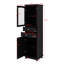 Armoire de rangement de 63 po de hauteur avec 2 tiroirs, armoire de salle de bain avec portes en verre, rangement pour garde-manger avec tablettes réglables-2024789941
