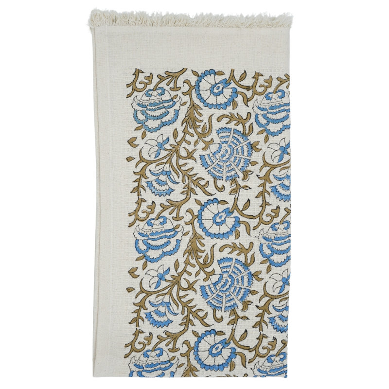 Floral Hand Block Print Cotton Waffle Weave Towels from Dakota Fields 17X32 High-Quality, Soft & Absorbent for Your Home "Vasundhra", Blue