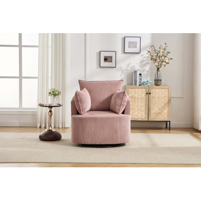 Fauteuil d'appoint pivotant à 360 ° avec structure en bois massif et base en métal élégant pour un confort et un style modernes