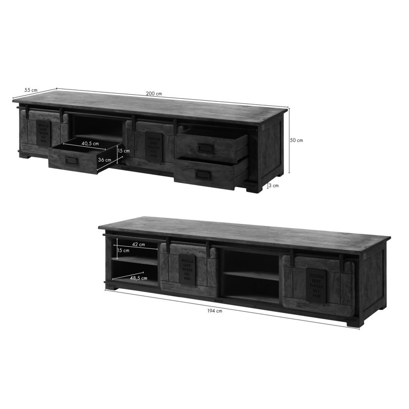 Railway Unfinished TV Stand for TVs up to 88", Grey