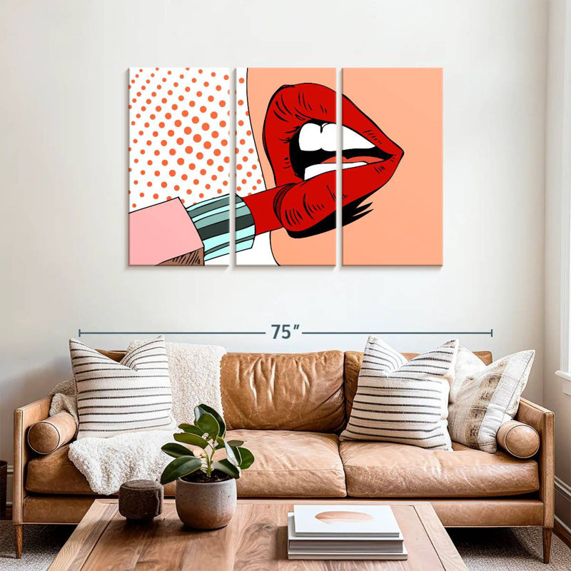 Shuttleworth Retro Pop Red Lips, 36" H x 57" W