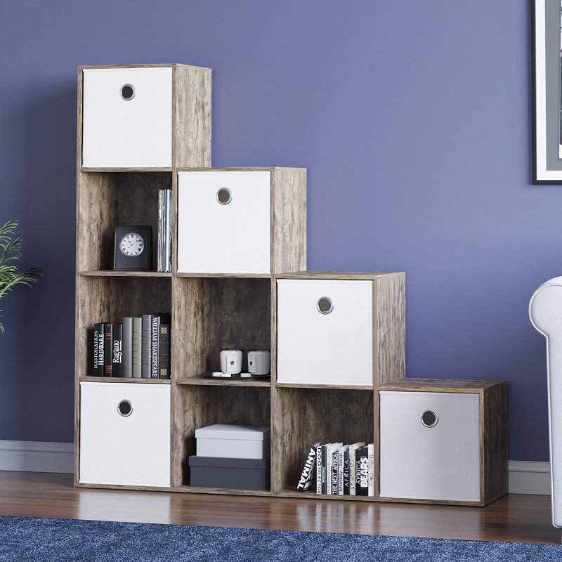 Hiltonia 128cm H x 128cm W Bookcase, Dark Wood/White
