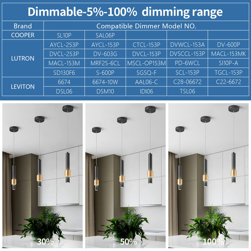 Mini luminaire suspendu à DEL pour îlot de cuisine à intensité variable et petite lampe de chevet pour chambre à coucher