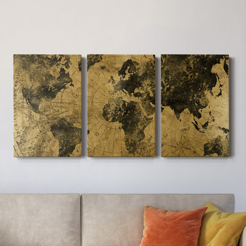 Golden Atlas - Toile tendue avec châssis de qualité supérieure - Prêt à être accroché, H 60 po x l 120 po x P 1 po