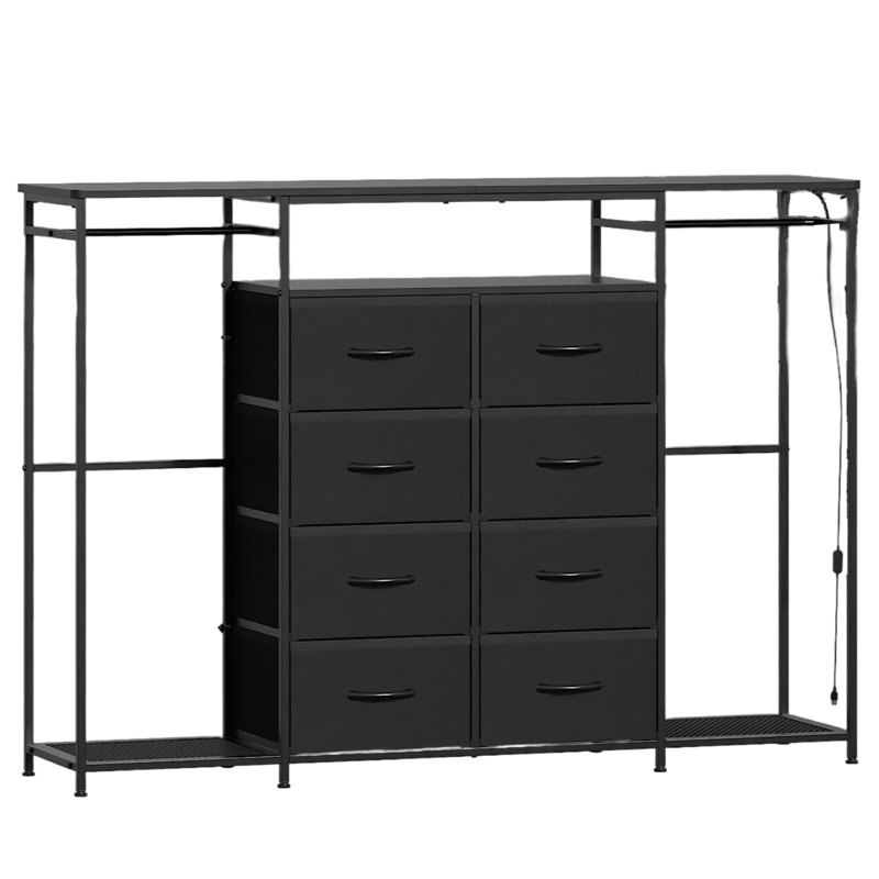 150cm W 8 - Drawer Chest of Drawers, Black