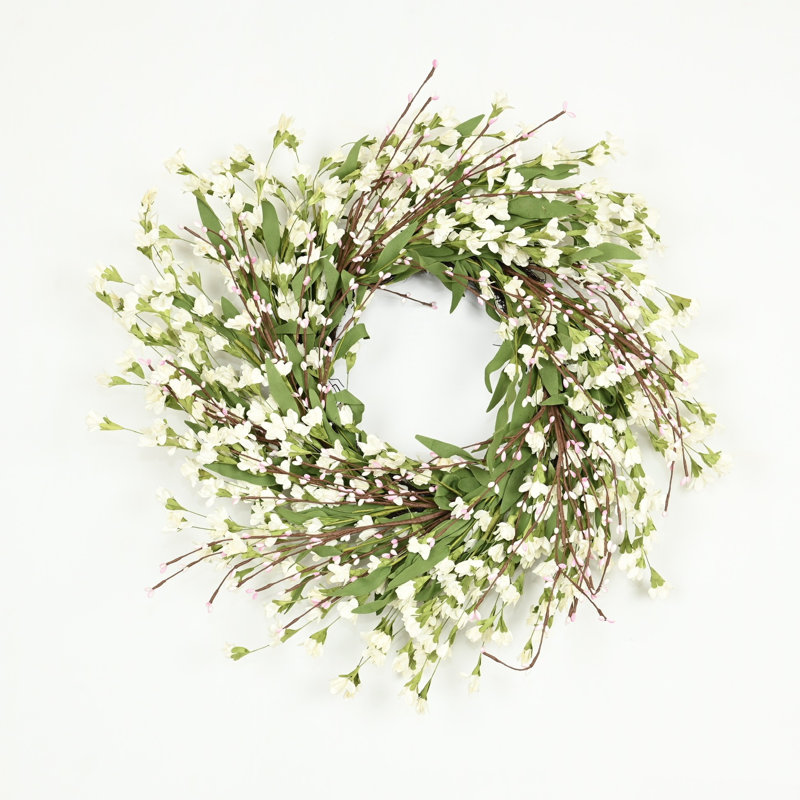 Couronne florale artificielle 24 po pour la porte d'entrée, Rose