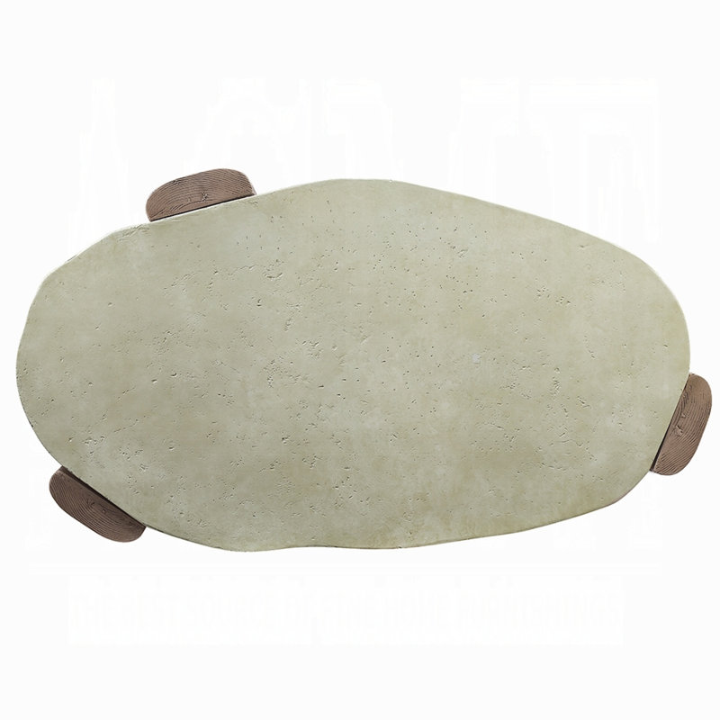 47'' Weathered Gray and Oak Oval Coffee Table
