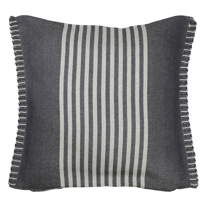 Aberdean Pillow, Cotton & Jute, Blue Stripe, Blue