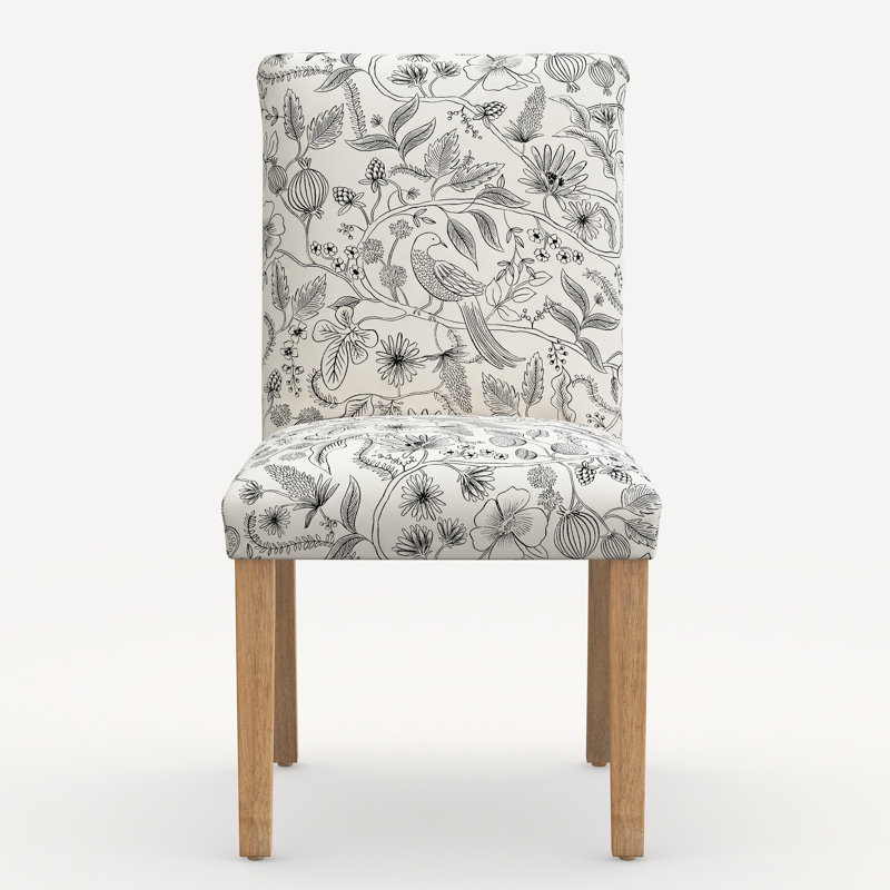 Rifle Paper Co. x Cloth & Company Lorraine Dining Chair, Rpc Aviary Black & Cream Linen