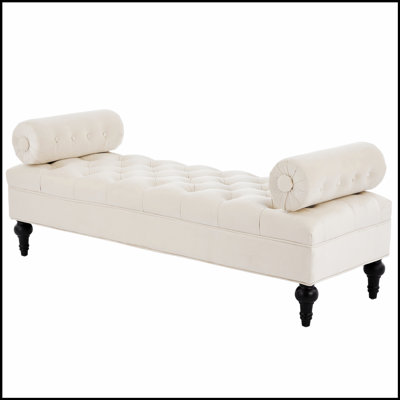 Modern Velvet Upholstered Bedroom Bench With 2 Detachable Pillows, Perfect For End Of Bed And Living Room