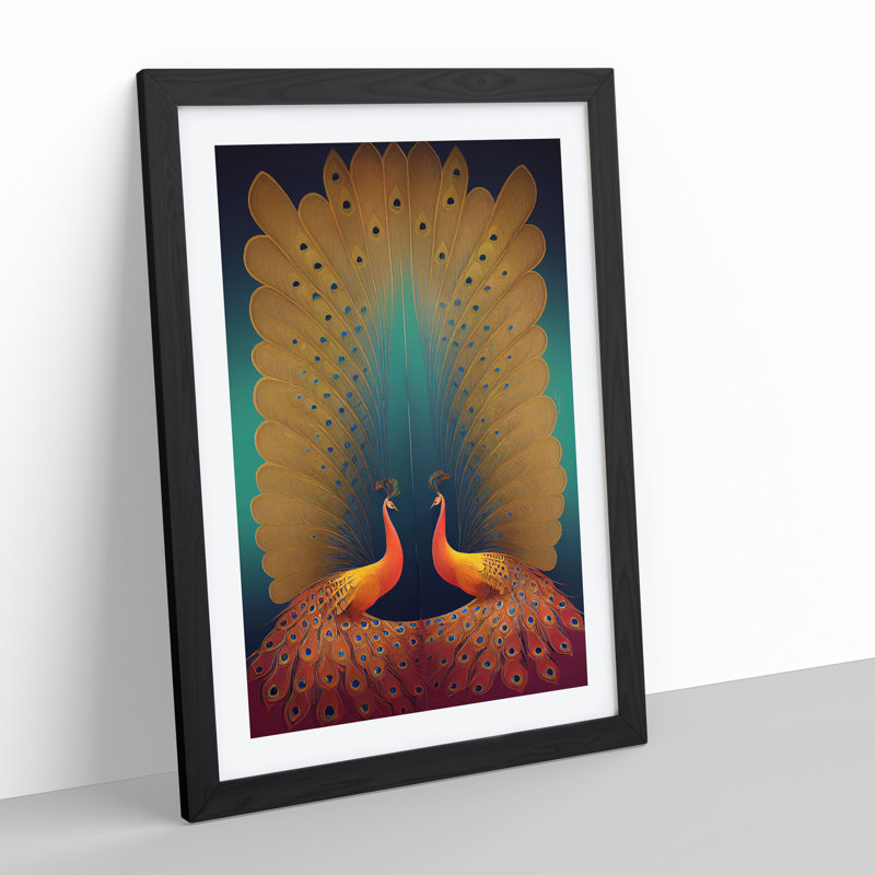 Striking Peacock No.1 - Framed Print, Black, 64cm H x 46cm W x 2cm D