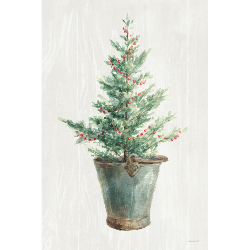 Arbre de Noël blanc et lumineux I, H 18 po x l 12 po, Non, Toile tendue