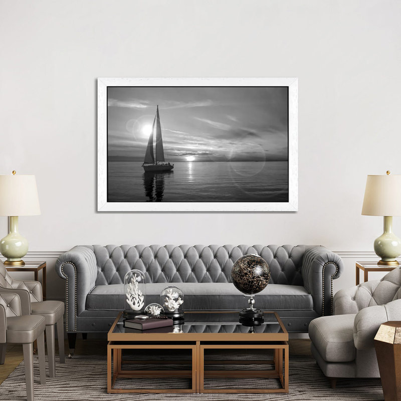 Sailboat 1 Piece Wall Art on Canvas, 152.5 cm H x 101.5 cm W, White Framed