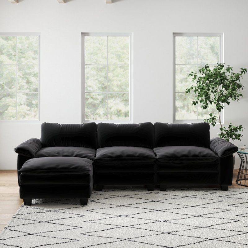 Canapé modulaire de luxe avec canapé et repose-pieds Modern Modern Furniture, Noir