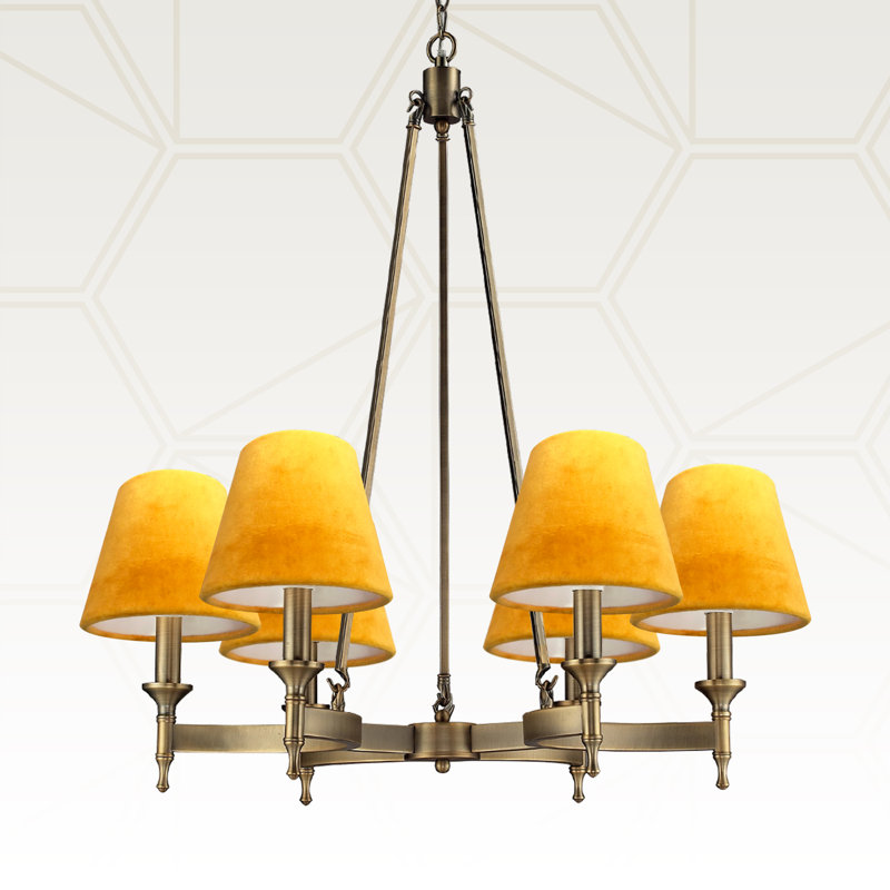 Abat-jour de lustre à pince House of Hampton®, tissu de velours, brun, 4 po x 6 po x 5,5 po, H 5,5 po x l 6 po x P 6 po