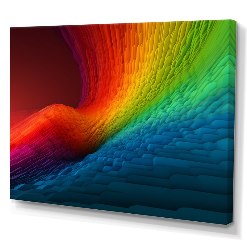 Vagues représentant un arc-en-ciel I - impression, H 34 po x l 44 po x P 1,5 po, Toile tendue
