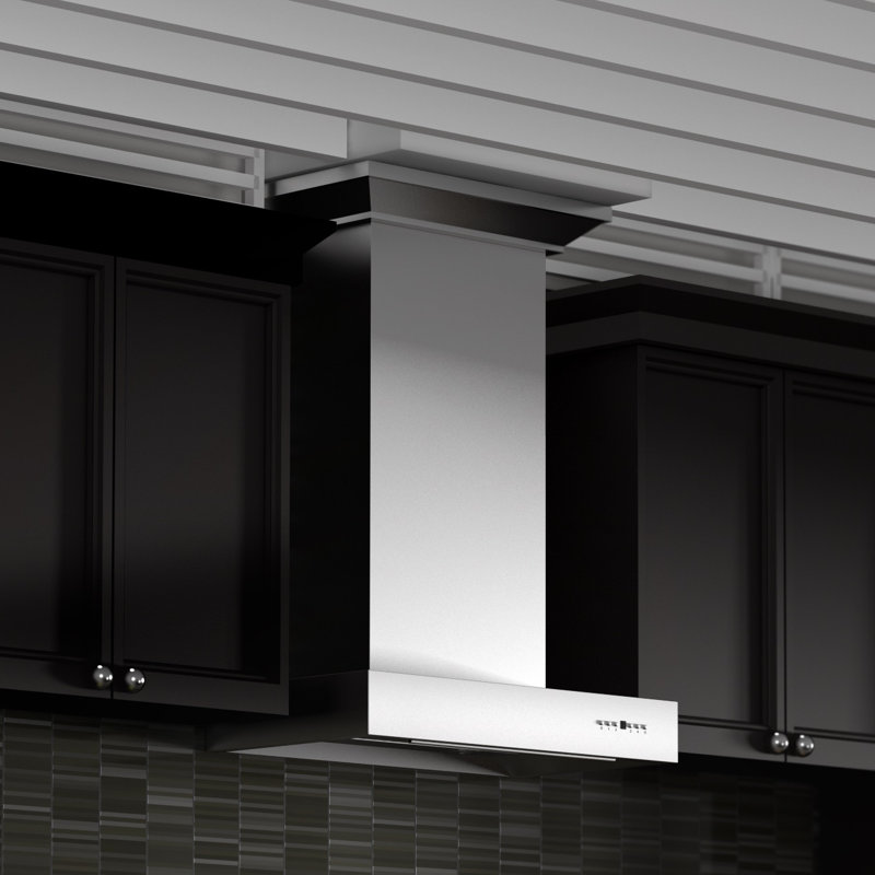 36" 700 CFM Ducted Island Range Hood in Brushed Stainless Steel, 48"