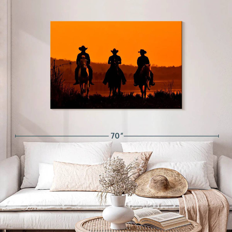 Lelar Cowboys At Sunset, 30" H x 45" W