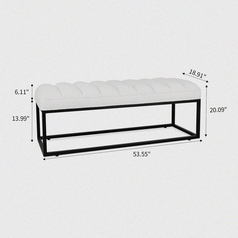 Banc rembourré en similicuir Jasier, Blanc