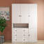 Armoire-penderie en bois massif massif, blanc