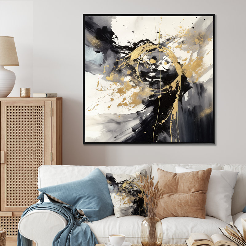 «Exploration des profondeurs du marbre doré I», reproduction sur toile, H 16 po x l 16 po x P 1 po, Cadre photo noir